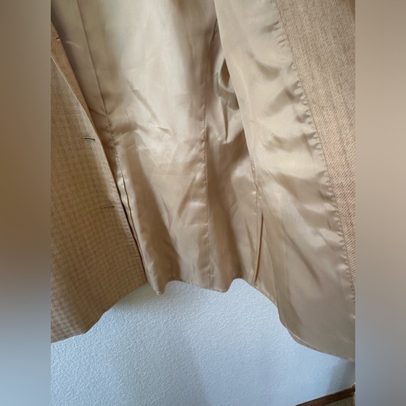 SAKS FIFTH AVENUE 100% Cashmere Beige Tan Houndstooth Blazer SZ IT 44 US 10 - Picture 13 of 14